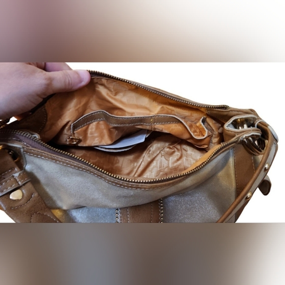 💵SOLD💵 Kathy Van Zeeland Vintage Y2K EUC Champagne & Brown Purse - Picture 10 of 10